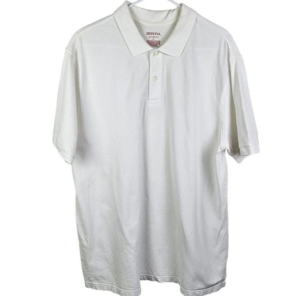 Merona Polo Shirt White Textured‎ Fabric Short Sleeve 100% Cotton Size X Large - Picture 1 of 9